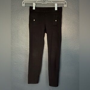 Janie and Jack Girls Black Leggings with Gold Button Details